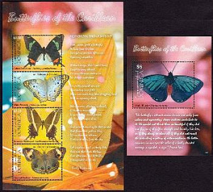 Доминика, 2009, Бабочки, лист, блок